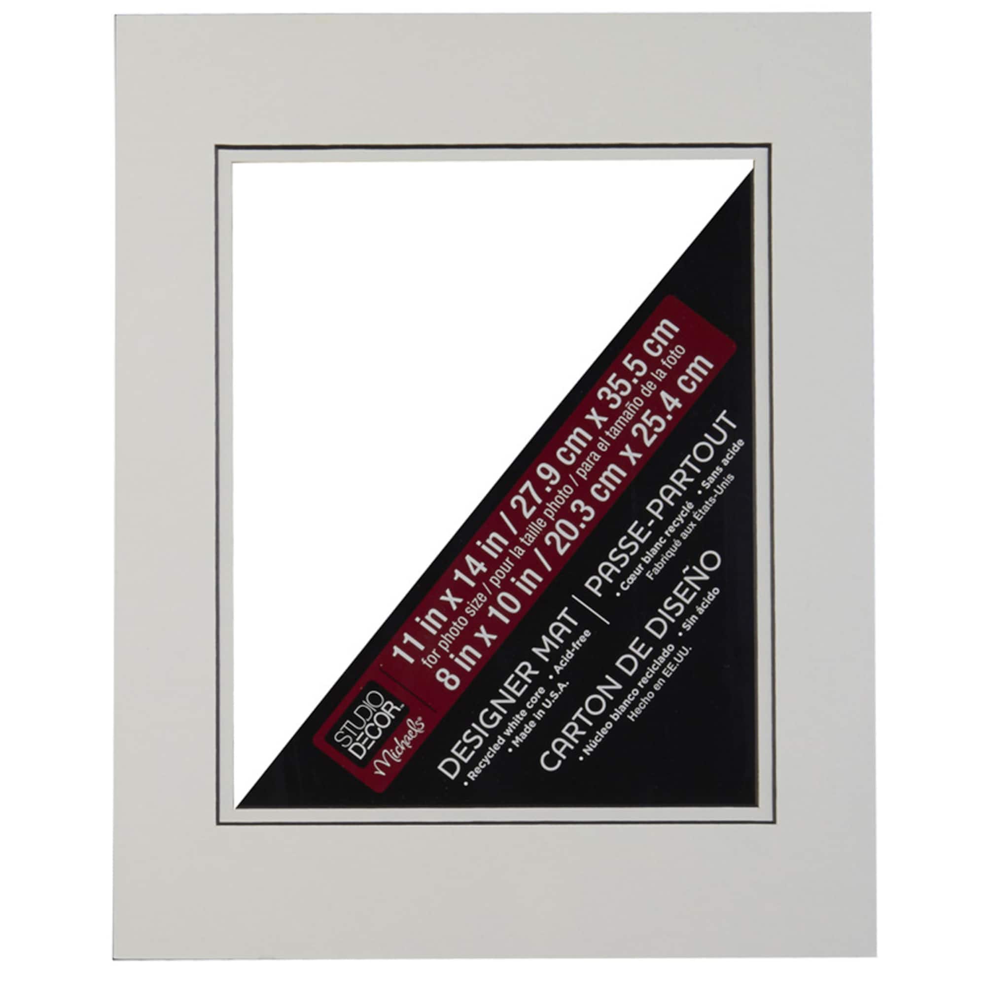 11" x 14" White with Black Core Double Mat by Studio Décor®, 8" x 10" Opening Size